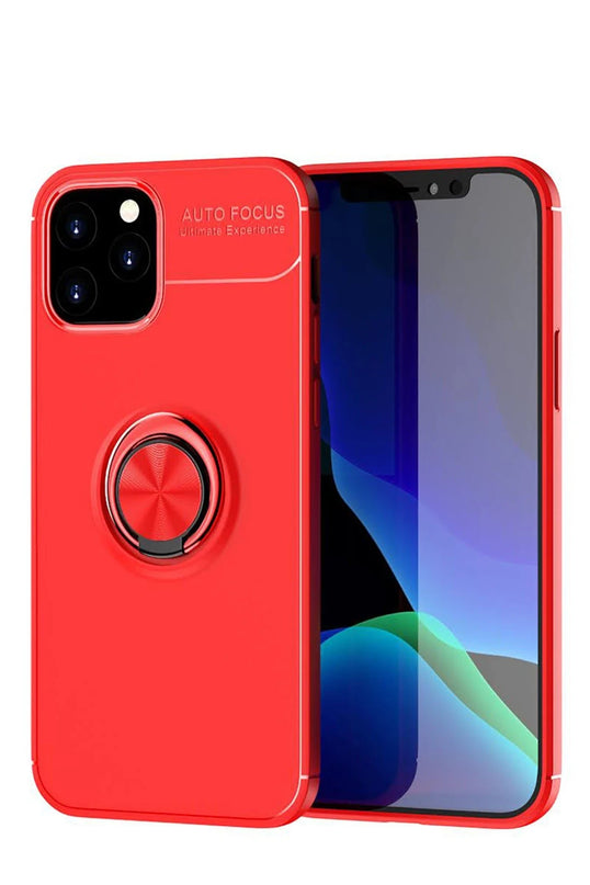 iPhone 12 Range Yüzüklü Silikon Kılıf - Kırmızı