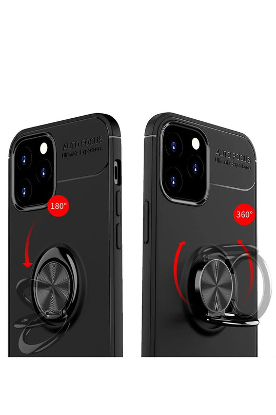 iPhone 12 Range Yüzüklü Silikon Kılıf - Siyah 3