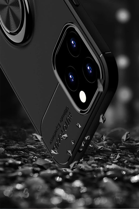 iPhone 12 Range Yüzüklü Silikon Kılıf - Siyah 6