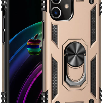 iPhone 12 Sofya Yüzüklü Silikon Kapak Kılıf - Gold