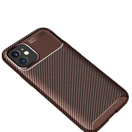 iPhone 12 Mini Auto Focus Karbon Kapak Kılıf - Kahverengi 2