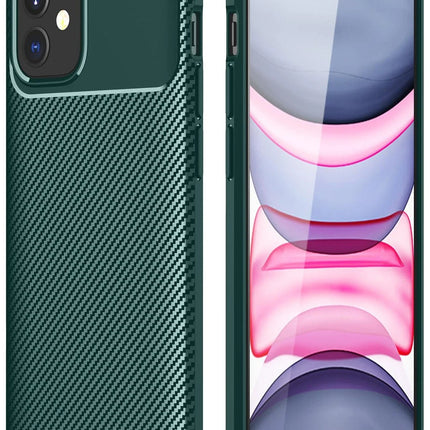 iPhone 12 Mini Auto Focus Karbon Kapak Kılıf - Yeşil