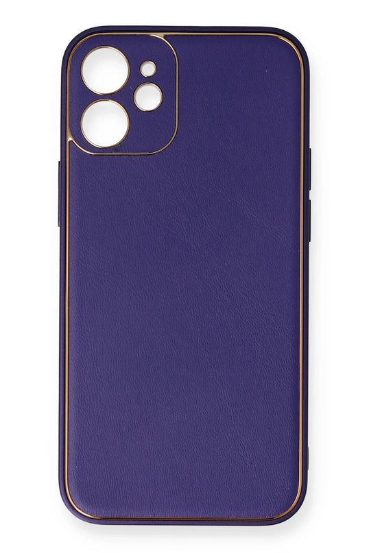 iPhone 12 Mini Coco Deri Silikon Kapak Kılıf - Mor