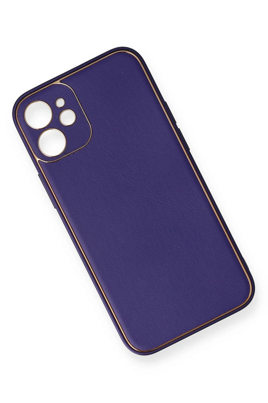 iPhone 12 Mini Coco Deri Silikon Kapak Kılıf - Mor 2