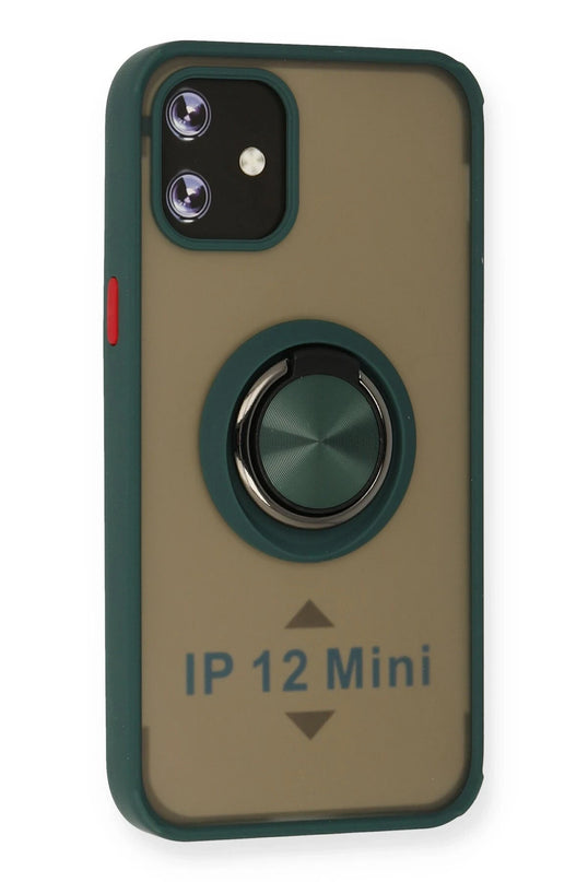 iPhone 12 Mini Montreal Yüzüklü Silikon Kapak Kılıf - Yeşil 2