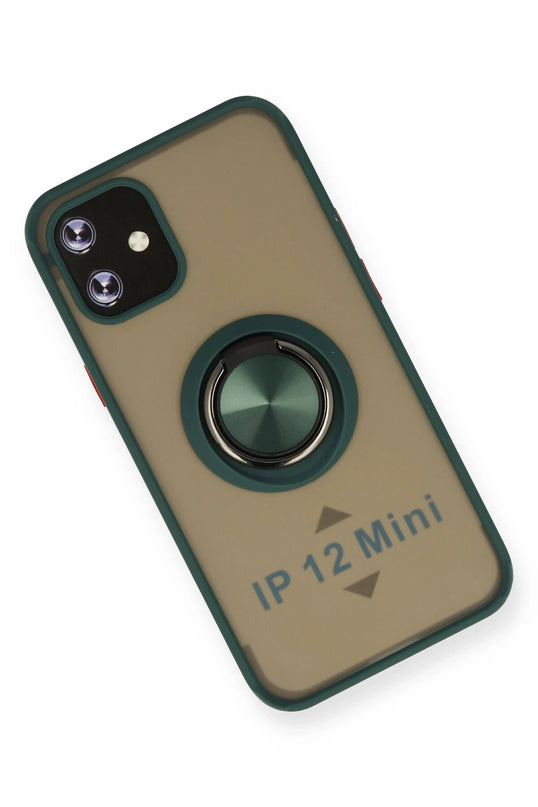 iPhone 12 Mini Montreal Yüzüklü Silikon Kapak Kılıf - Yeşil 3