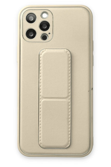 iPhone 12 Pro Coco Deri Standlı Kapak Kılıf - Beyaz