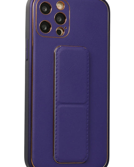 iPhone 12 Pro Coco Deri Standlı Kapak Kılıf - Mor 2
