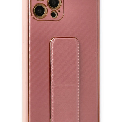 iPhone 12 Pro Coco Karbon Standlı Kapak Kılıf - Pembe 2