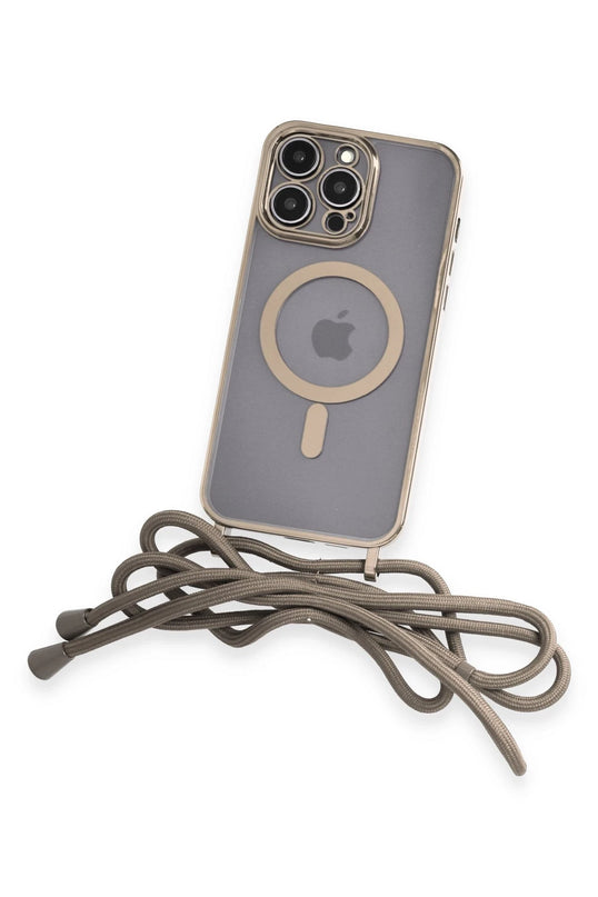 iPhone 12 Pro Divo Lazer Askılı Magsafe Kapak Kılıf - Gold 3