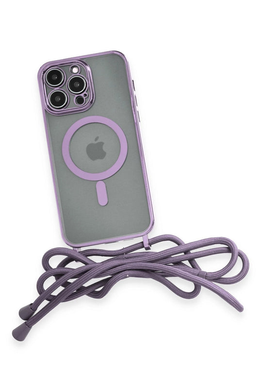 iPhone 12 Pro Divo Lazer Askılı Magsafe Kapak Kılıf - Lila 4