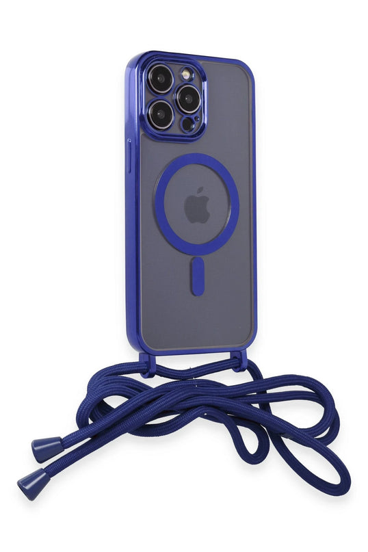 iPhone 12 Pro Divo Lazer Askılı Magsafe Kapak Kılıf - Mavi 2