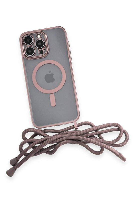 iPhone 12 Pro Divo Lazer Askılı Magsafe Kapak Kılıf - Pembe 4