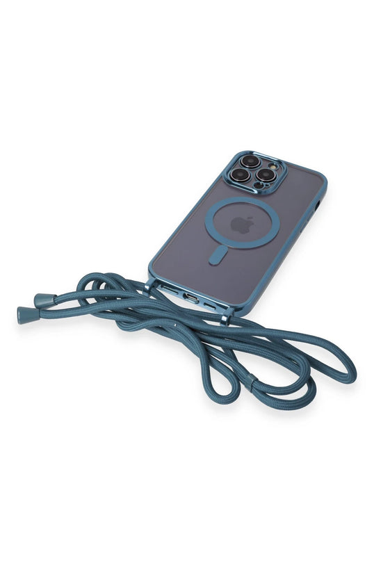 iPhone 12 Pro Divo Lazer Askılı Magsafe Kapak Kılıf - Sierra Blue 6