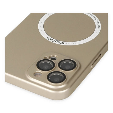 iPhone 12 Pro Jack Magneticsafe Lens Silikon Kılıf - Gold 4
