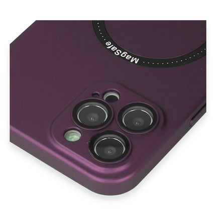 iPhone 12 Pro Jack Magneticsafe Lens Silikon Kılıf - Mürdüm 4