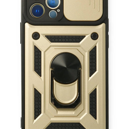 iPhone 12 Pro Pars Lens Yüzüklü Silikon Kılıf - Gold