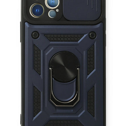 iPhone 12 Pro Pars Lens Yüzüklü Silikon Kılıf - Lacivert