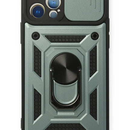 iPhone 12 Pro Pars Lens Yüzüklü Silikon Kılıf - Yeşil