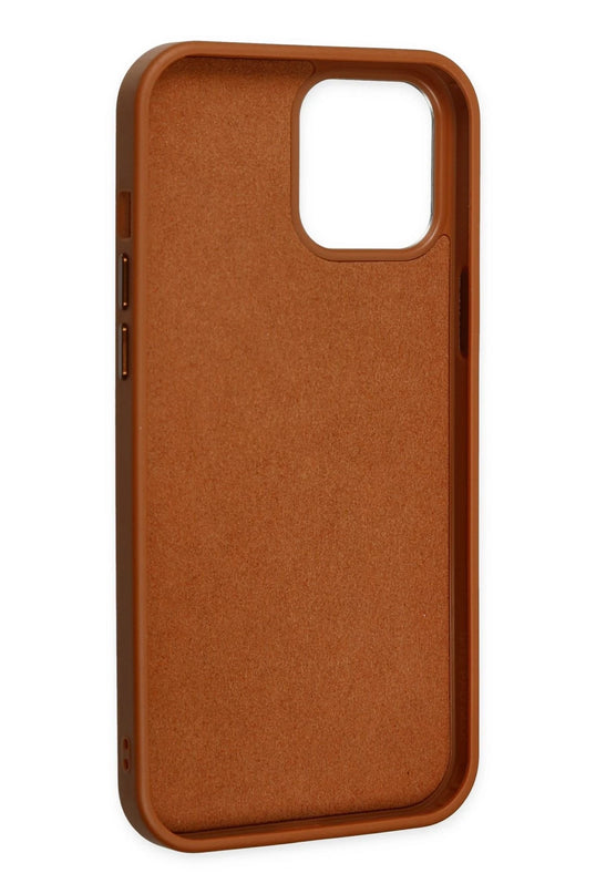 iPhone 12 Pro Max Asya Deri Silikon Kılıf - Kahverengi 4