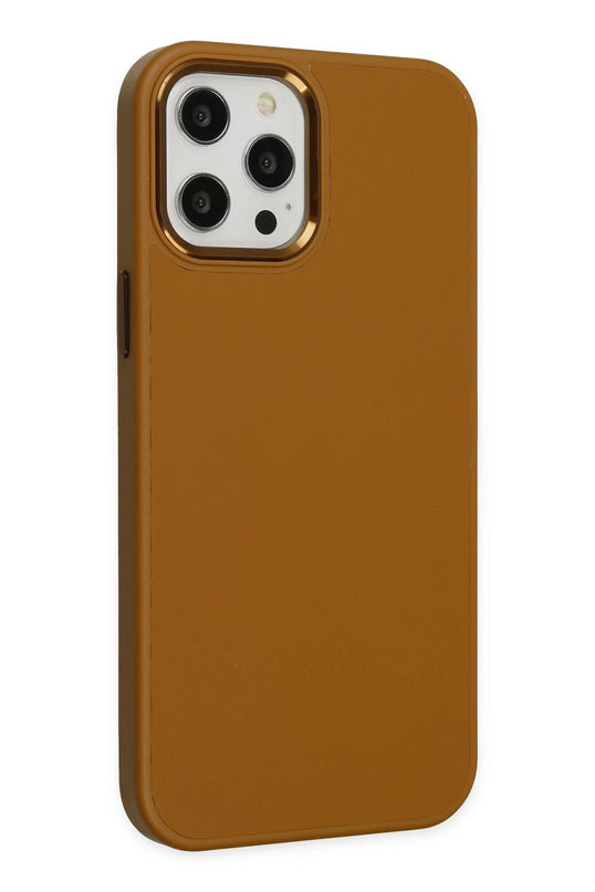 iPhone 12 Pro Max Asya Deri Silikon Kılıf - Kahverengi 2