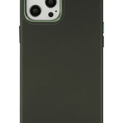 iPhone 12 Pro Max Asya Deri Silikon Kılıf - Koyu Yeşil
