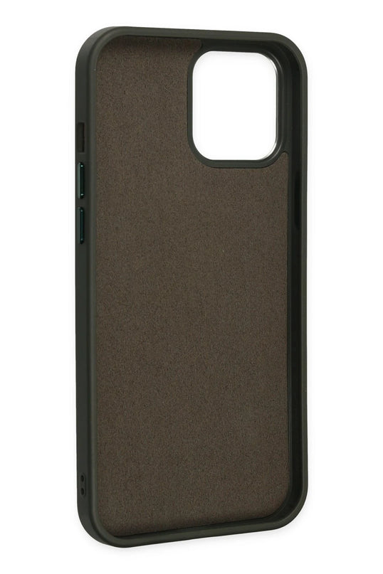 iPhone 12 Pro Max Asya Deri Silikon Kılıf - Koyu Yeşil 4
