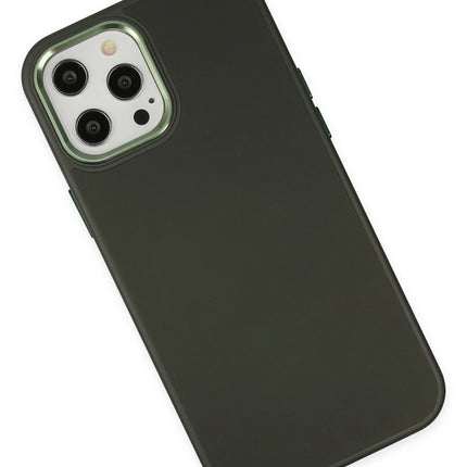 iPhone 12 Pro Max Asya Deri Silikon Kılıf - Koyu Yeşil 3