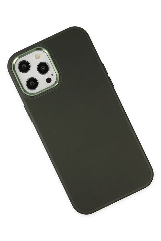 iPhone 12 Pro Max Asya Deri Silikon Kılıf - Koyu Yeşil 3
