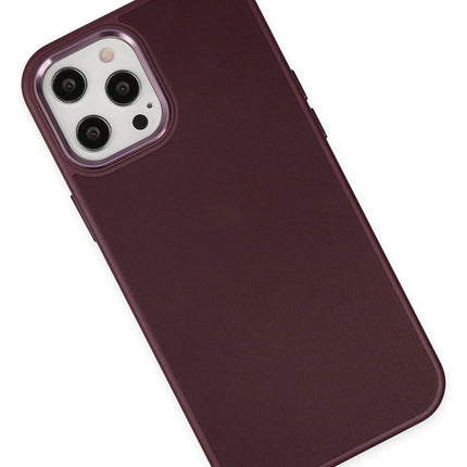 iPhone 12 Pro Max Asya Deri Silikon Kılıf - Mürdüm 3
