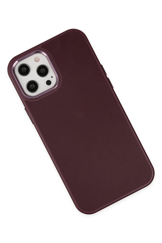 iPhone 12 Pro Max Asya Deri Silikon Kılıf - Mürdüm 3