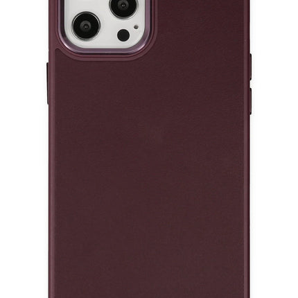 iPhone 12 Pro Max Asya Deri Silikon Kılıf - Mürdüm