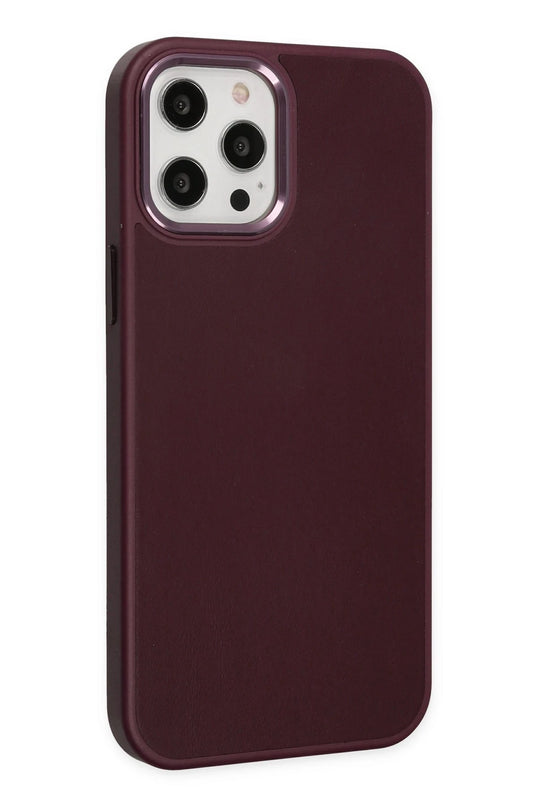 iPhone 12 Pro Max Asya Deri Silikon Kılıf - Mürdüm 2