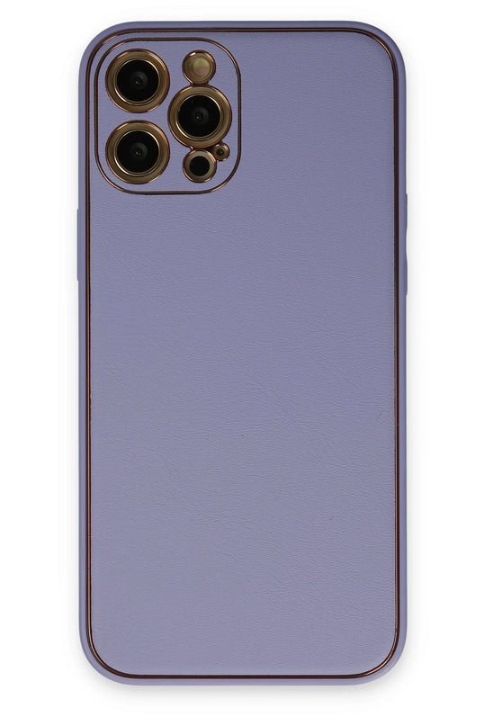 iPhone 12 Pro Max Coco Deri Silikon Kapak Kılıf - Açık Lila