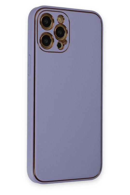iPhone 12 Pro Max Coco Deri Silikon Kapak Kılıf - Açık Lila 2