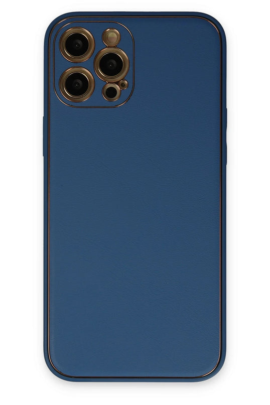 iPhone 12 Pro Max Coco Deri Silikon Kapak Kılıf - Açık Mavi