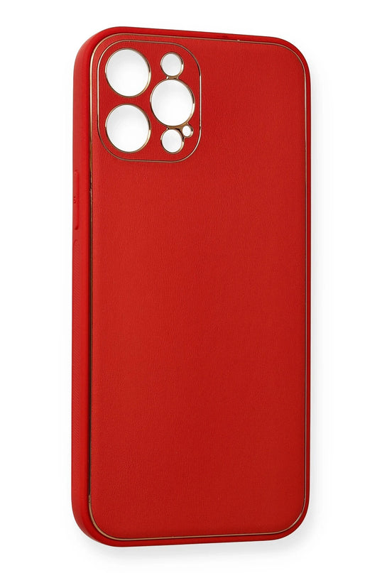 iPhone 12 Pro Max Coco Deri Silikon Kapak Kılıf - Kırmızı 3
