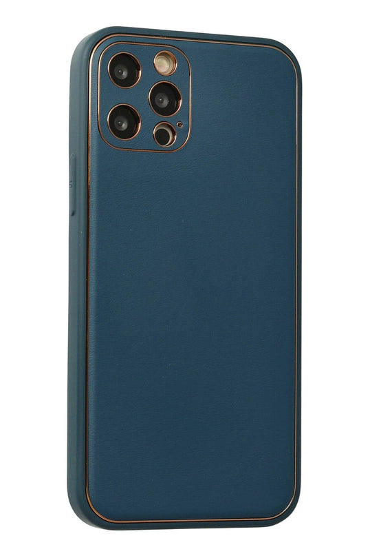 iPhone 12 Pro Max Coco Deri Silikon Kapak Kılıf - Mavi 2