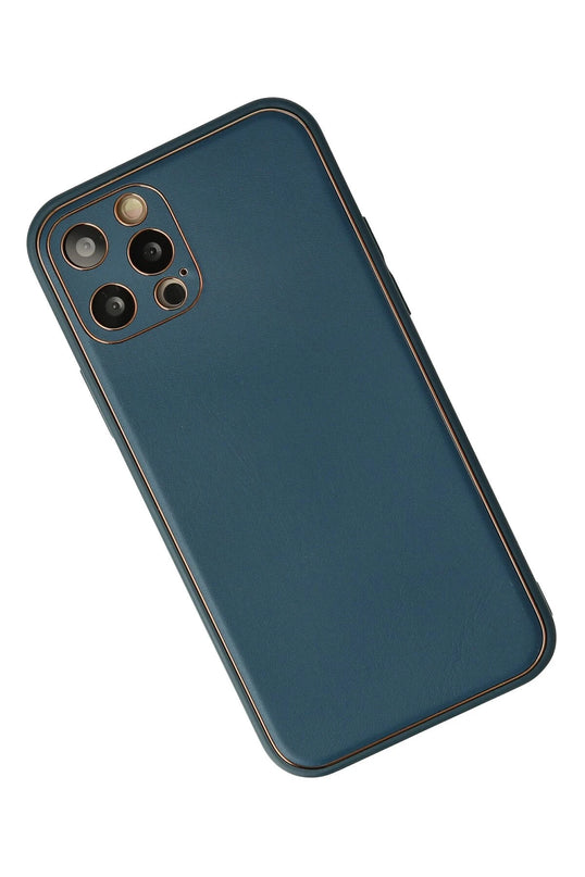 iPhone 12 Pro Max Coco Deri Silikon Kapak Kılıf - Mavi 3