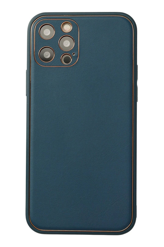 iPhone 12 Pro Max Coco Deri Silikon Kapak Kılıf - Mavi