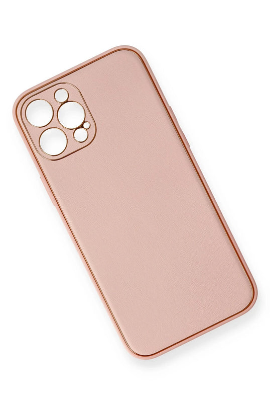 iPhone 12 Pro Max Coco Deri Silikon Kapak Kılıf - Pembe 3