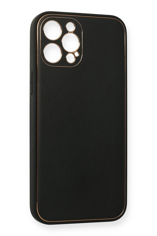 iPhone 12 Pro Max Coco Deri Silikon Kapak Kılıf - Siyah 3