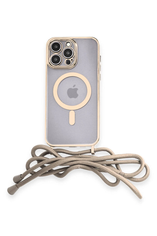 iPhone 12 Pro Max Divo Lazer Askılı Magsafe Kapak Kılıf - Gold