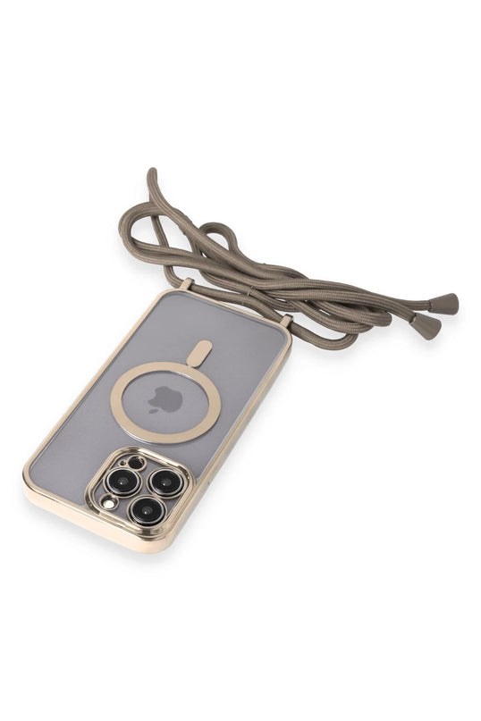 iPhone 12 Pro Max Divo Lazer Askılı Magsafe Kapak Kılıf - Gold 5