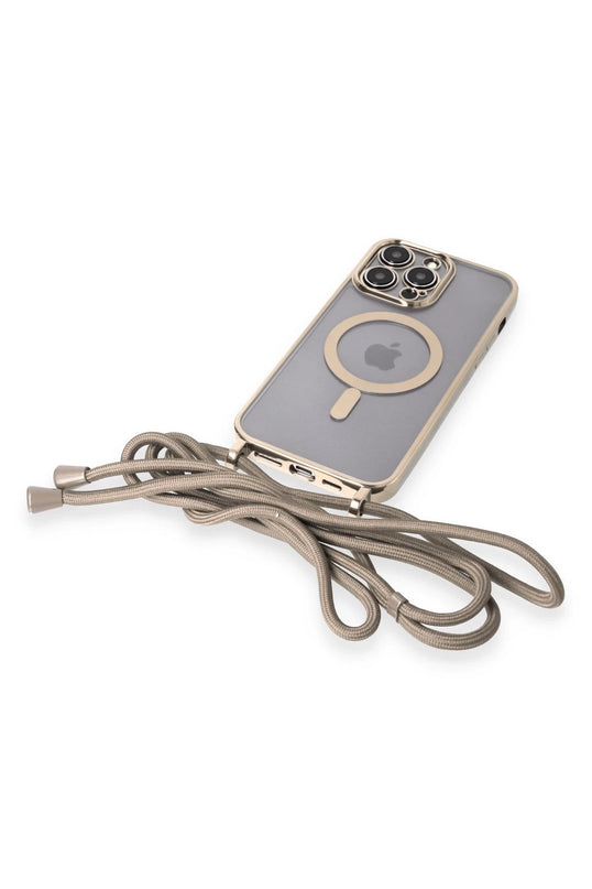 iPhone 12 Pro Max Divo Lazer Askılı Magsafe Kapak Kılıf - Gold 6