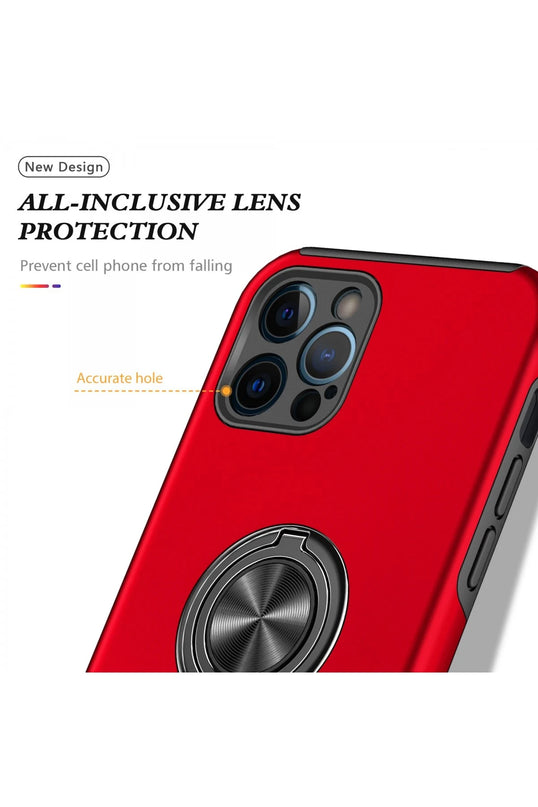 iPhone 12 Pro Max Elit Yüzüklü Kapak Kılıf - Kırmızı 4