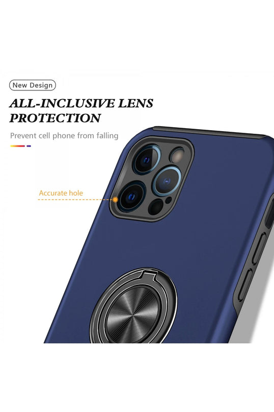 iPhone 12 Pro Max Elit Yüzüklü Kapak Kılıf - Lacivert 4