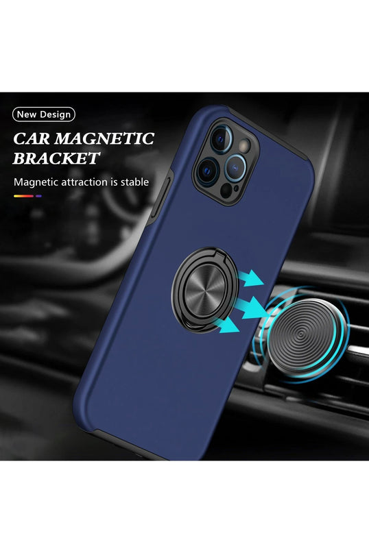 iPhone 12 Pro Max Elit Yüzüklü Kapak Kılıf - Lacivert 5