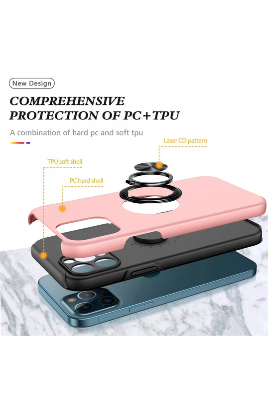 iPhone 12 Pro Max Elit Yüzüklü Kapak Kılıf - Pembe 2