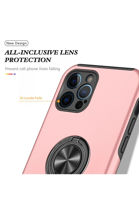 iPhone 12 Pro Max Elit Yüzüklü Kapak Kılıf - Pembe 4